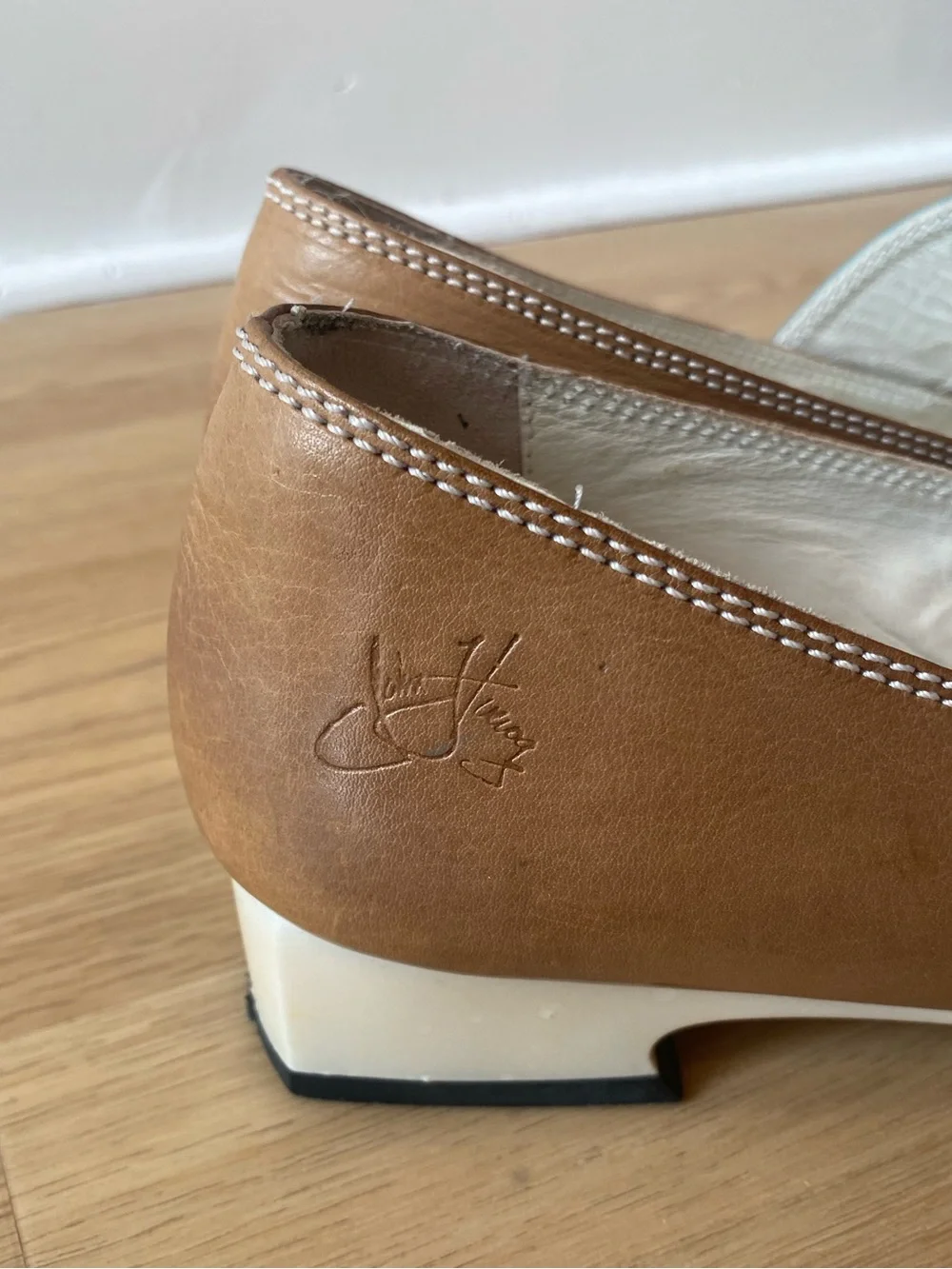 Fluevog Teal and Beige Mary Jane